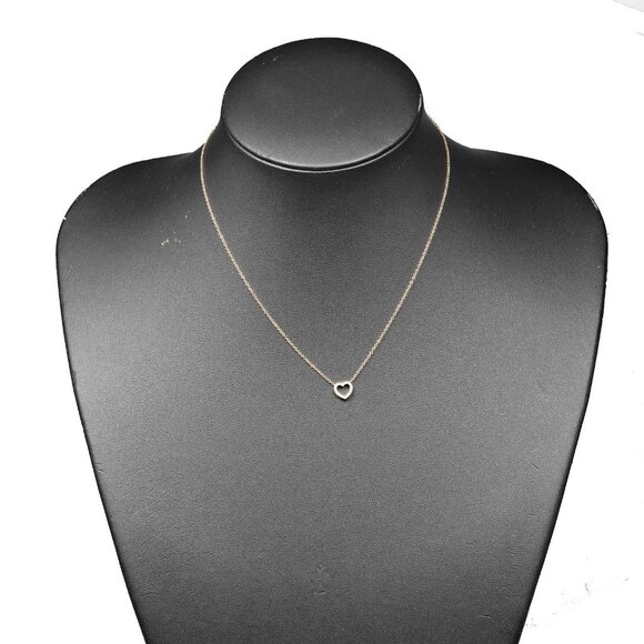 TIFFANY&Co. Metro Heart Necklace K18 Pink Gold/diamond 2g Women - Picture 1 of 9